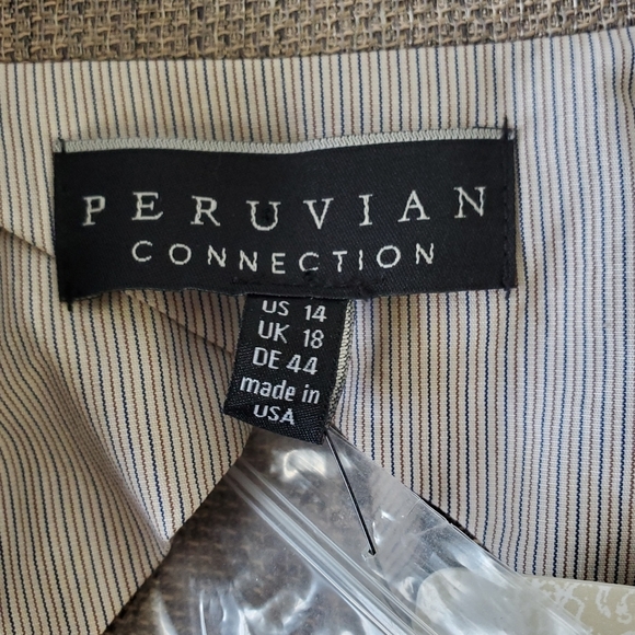 Peruvian Connection Linen Blend Blazer Size14 Old Money Sandstone Jacket NEW - Picture 15 of 16